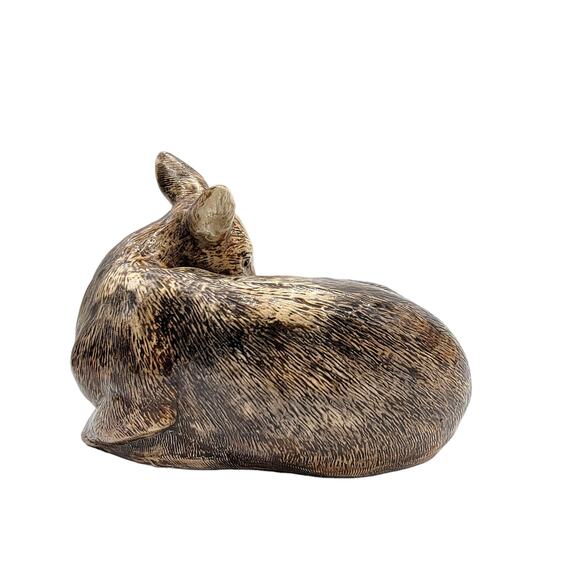 Ceramic Porcelain Mom and Baby Sitting Doe Deer and Baby Fawn Figurines - Picture 5 of 8